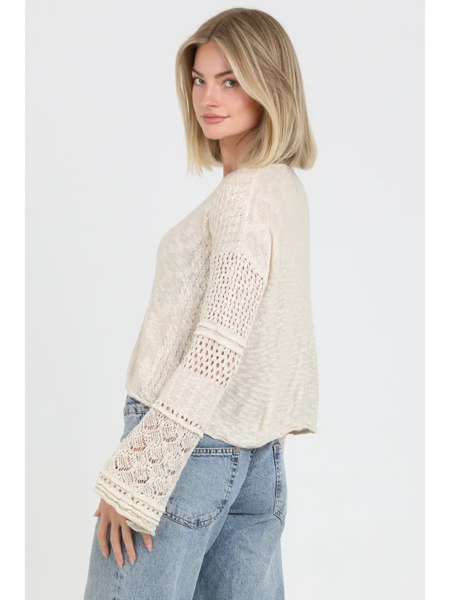 Lightweight Flare Sleeve Pullover Sweater