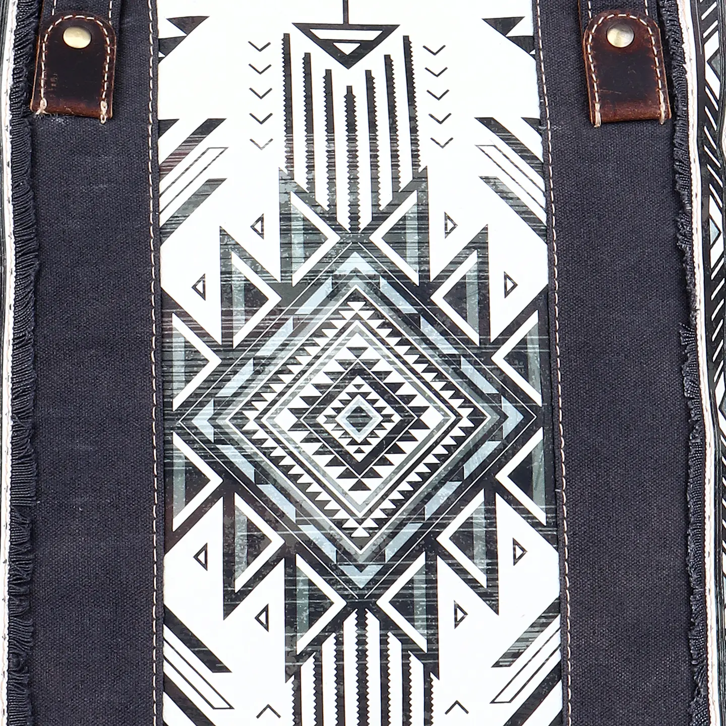 Canvas + Leather Tote Black White