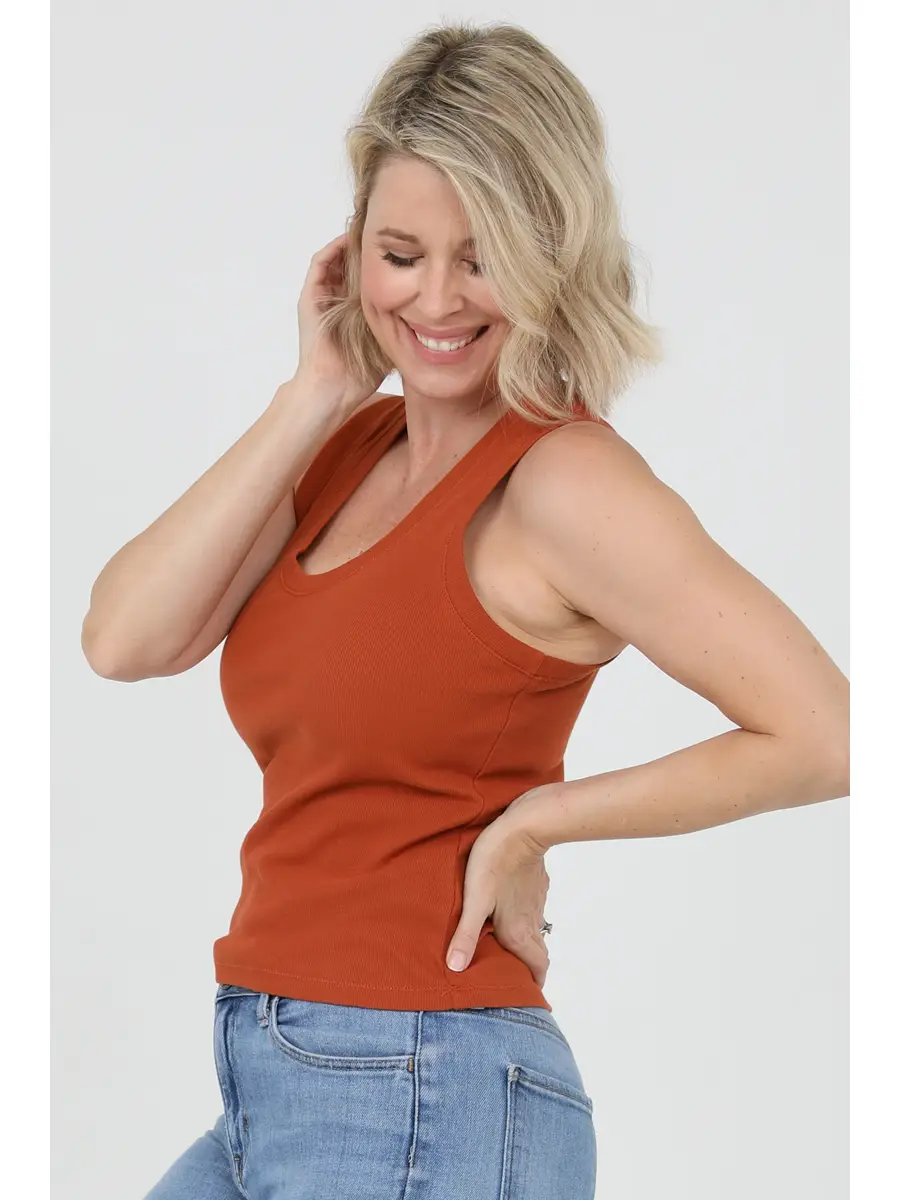 Scoop Neck Rib Knit Tank