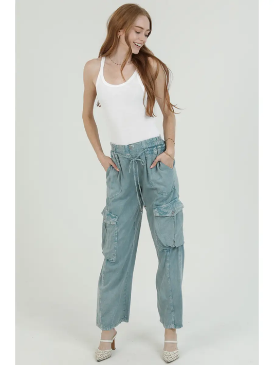 Tie Waist Cargo Pants