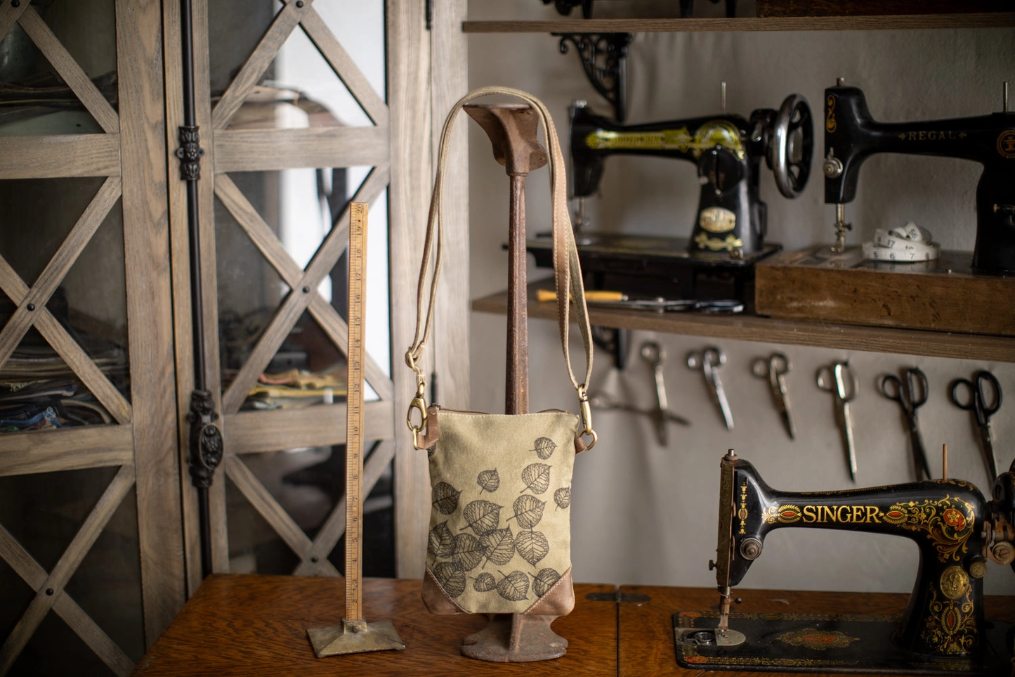 Leaves Upcycled Canvas Small Sling Bag