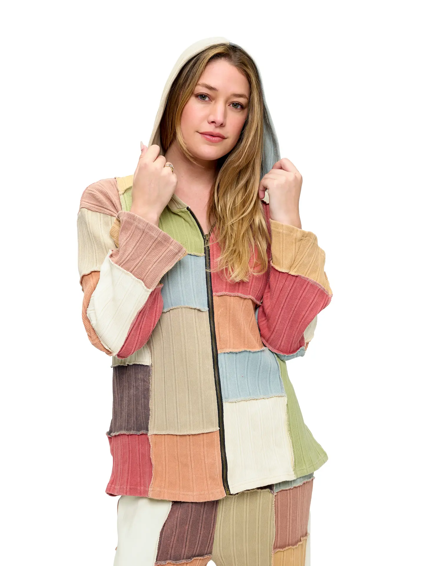Zip Up Colorblock Patchwork Jacket