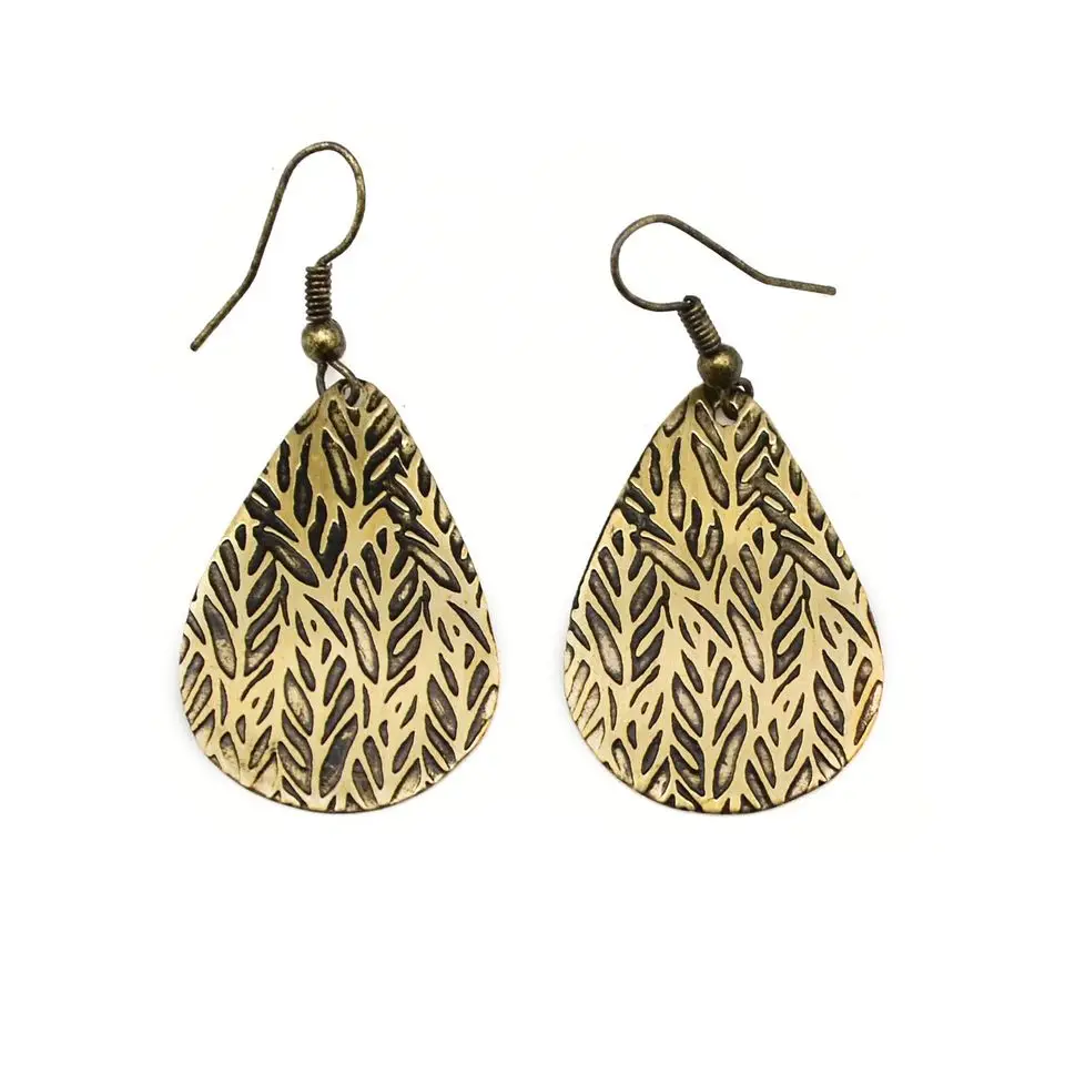 Herringbone Brass Earrings