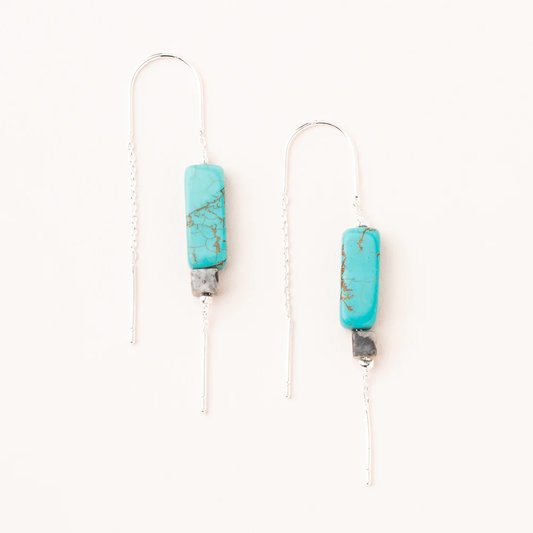 Stone Threader Earrings Turquoise