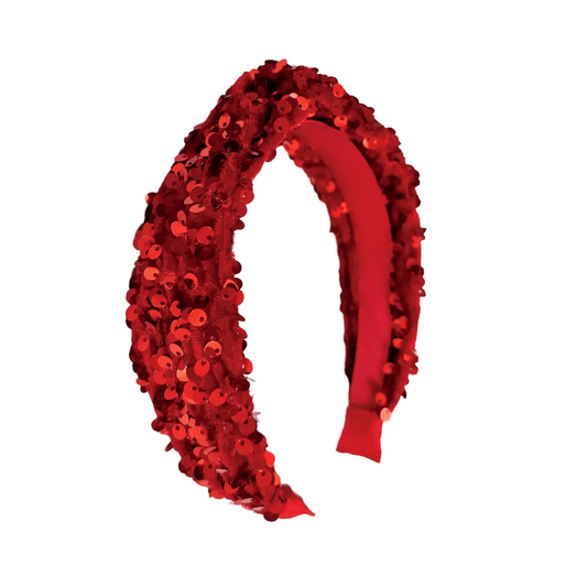 Girls Red Velvet Sequin Headband