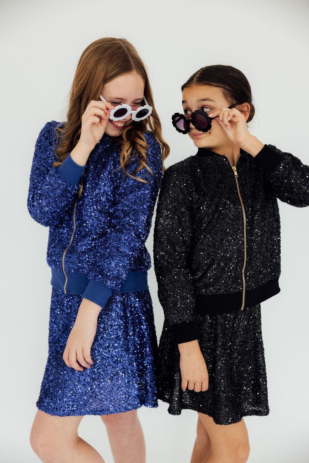 Girls Royal Blue Sequin Skort