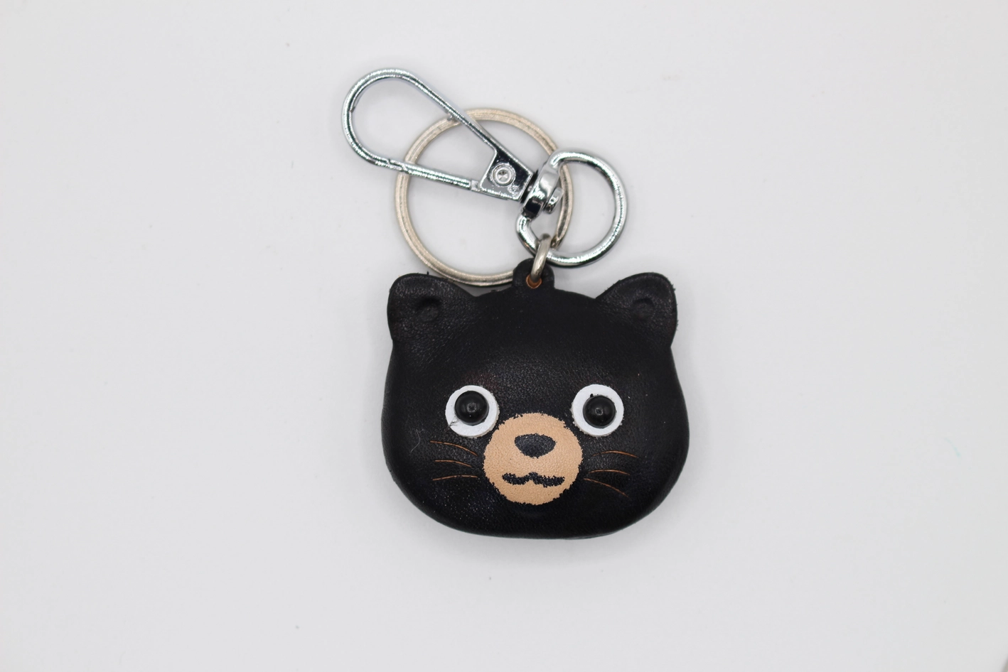 Leather Keychain Kitty Cat Head