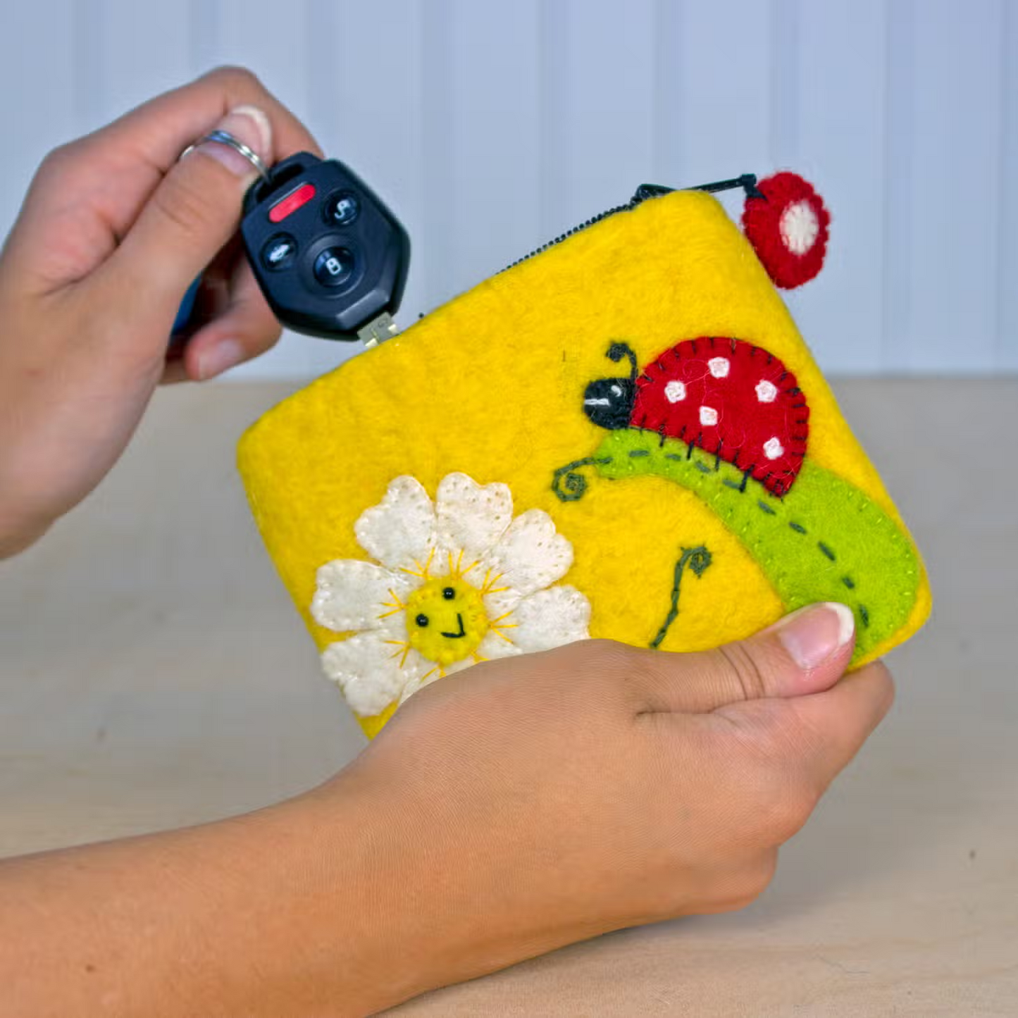 Felted Coin Purse - Daisy Ladybug