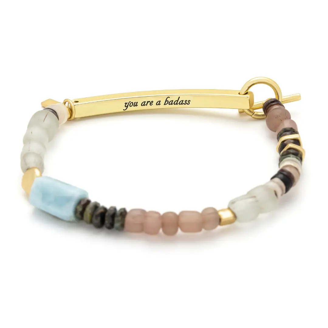Hidden Message Bracelet Badass/Larimar