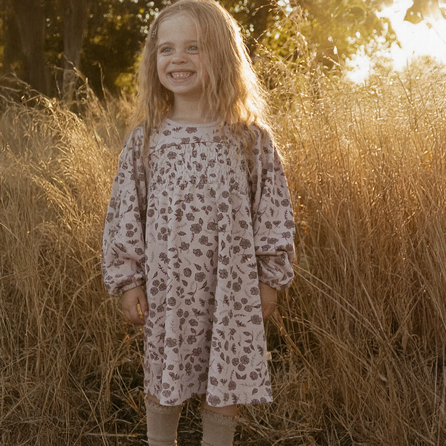 Girls Organic Smocked Sundress Mystic Floral
