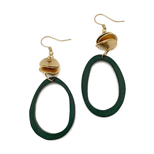 Omala Misty Greens Oval Earrings
