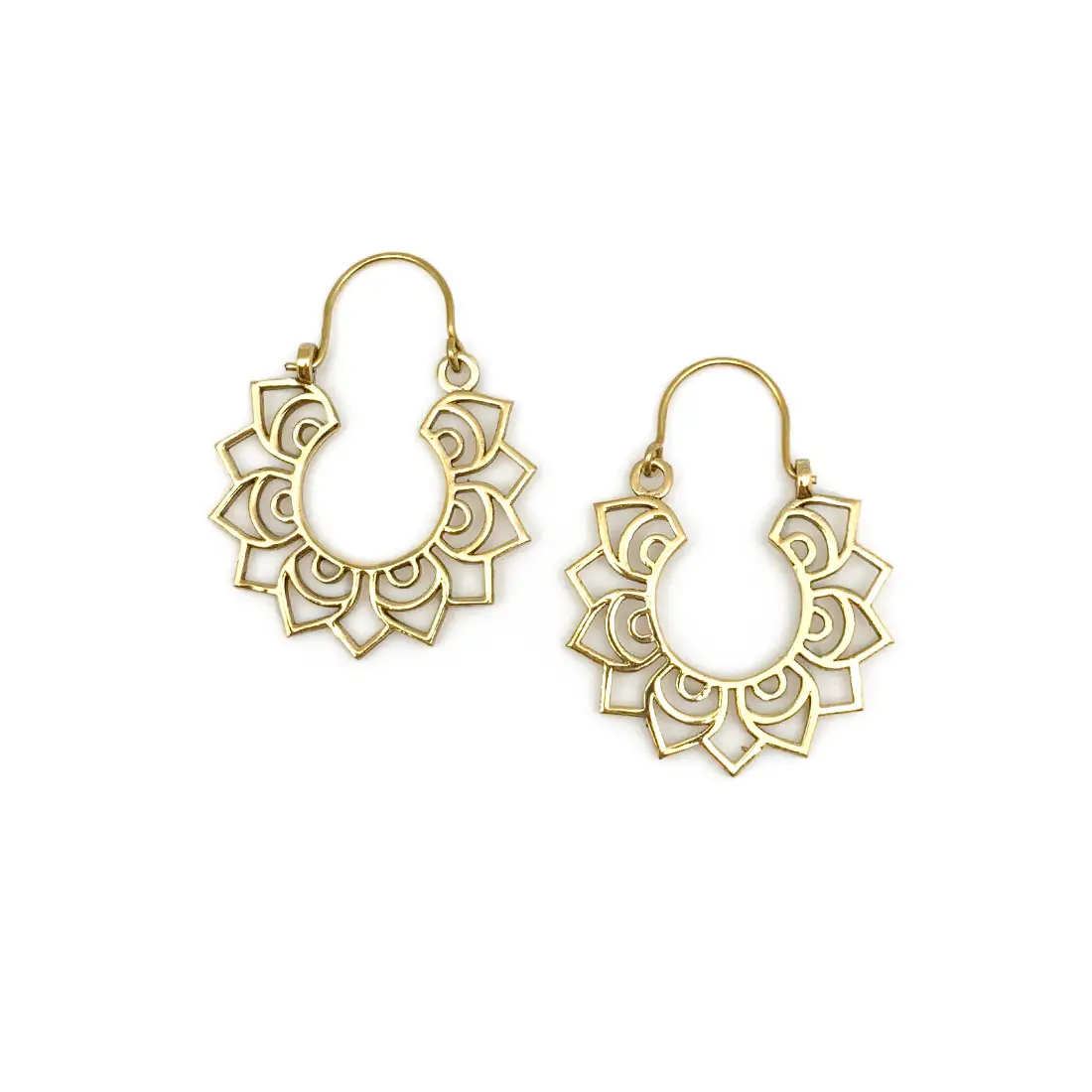 Gold Scalloped Petal Earrings