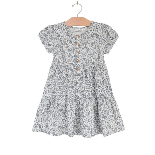 Girls Puff Sleeve Calico Floral Dress