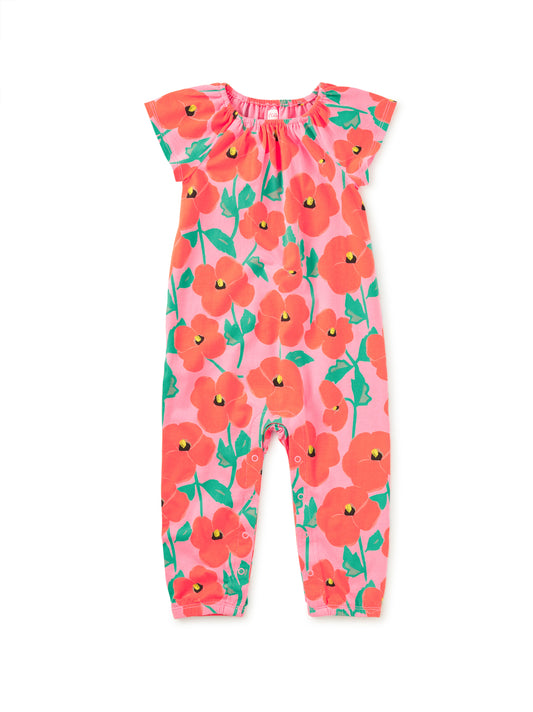 Baby Tulip Sleeve Poppies Romper