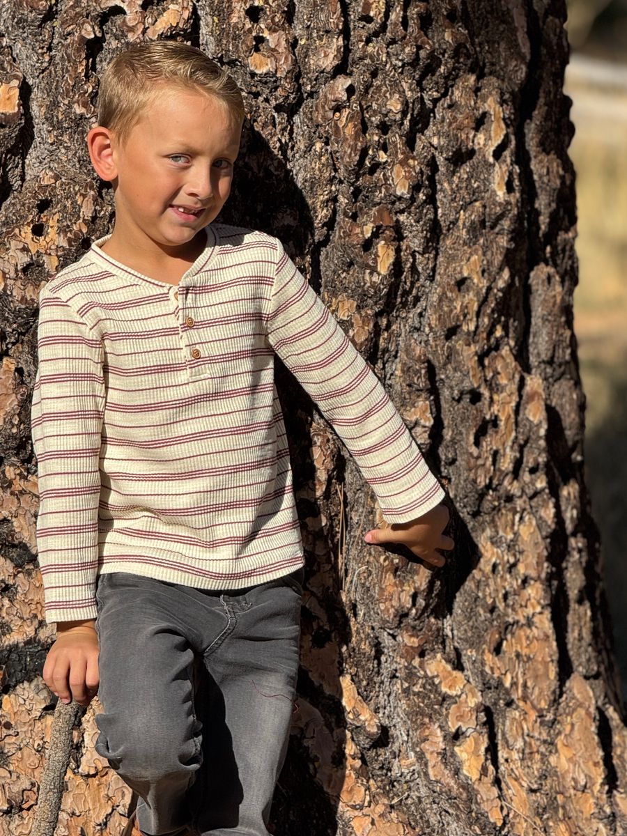 Boys Adams Ribbed Henley Top