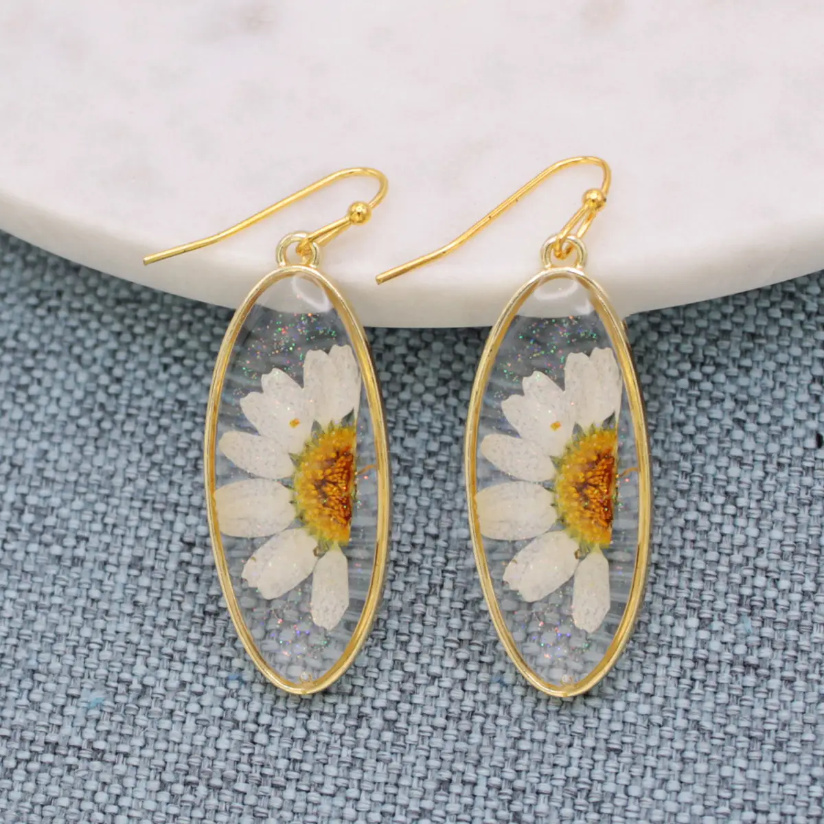 Delicate Daisy Dried Flowers Earrings