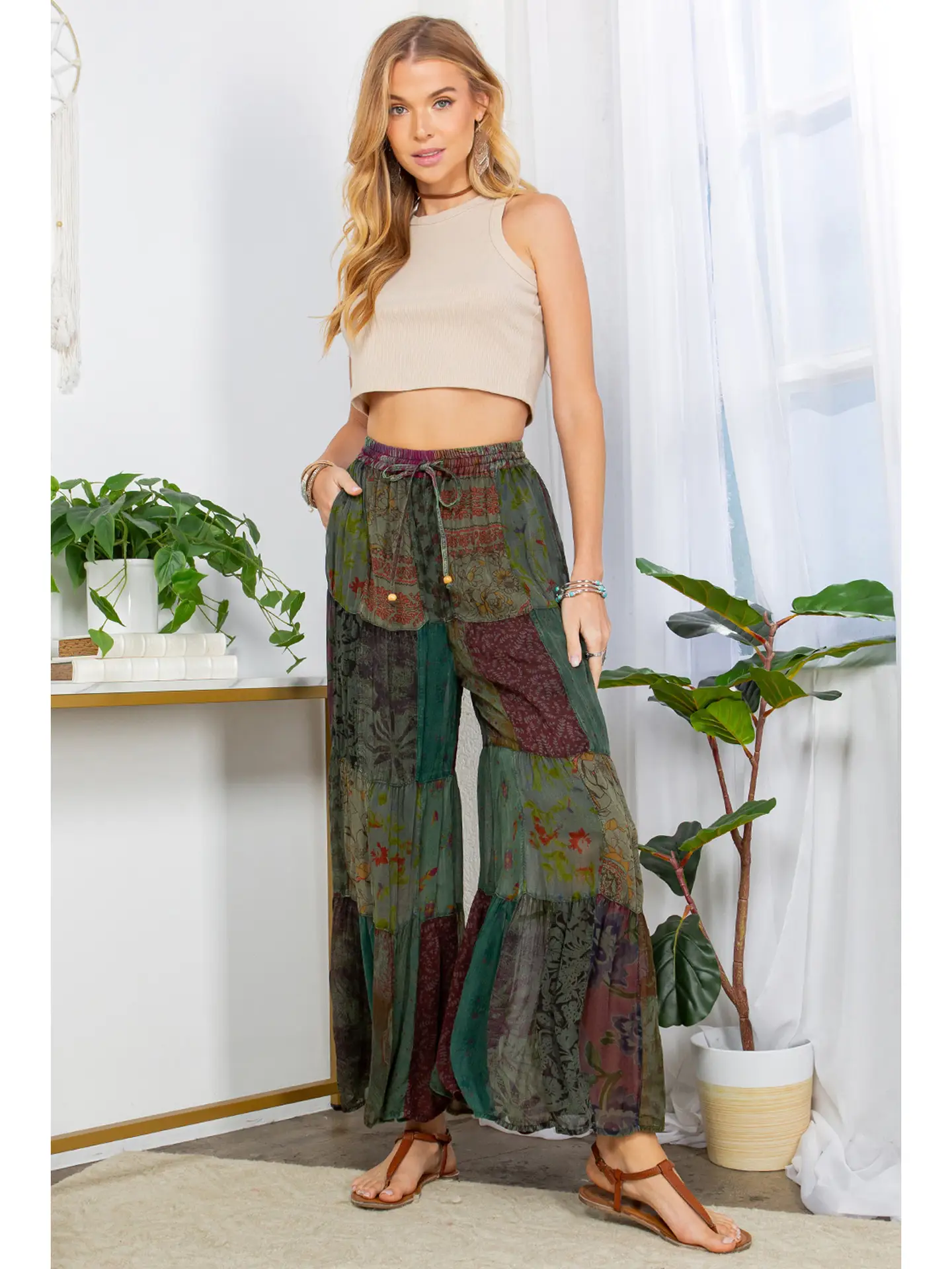 Flared Patchwork Pants