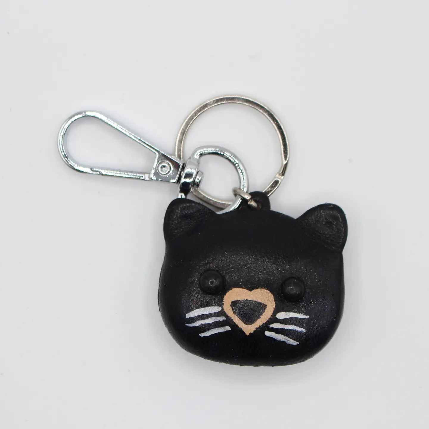 Leather Keychain Kitty Cat Head