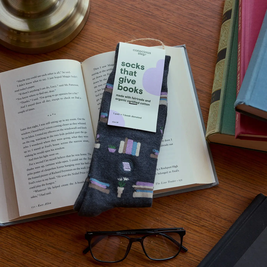 Socks That Give Books Grey Bookshelves
