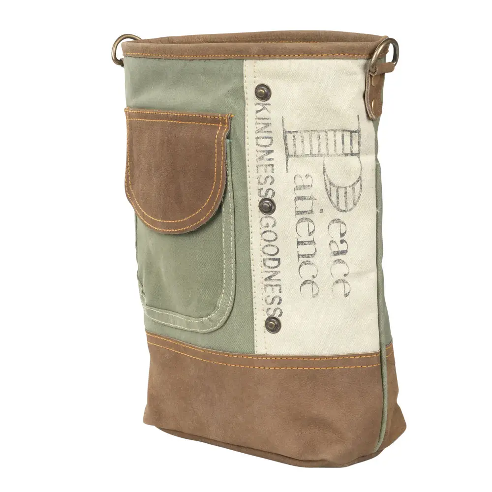 Canvas Peace & Patience Bag - Green