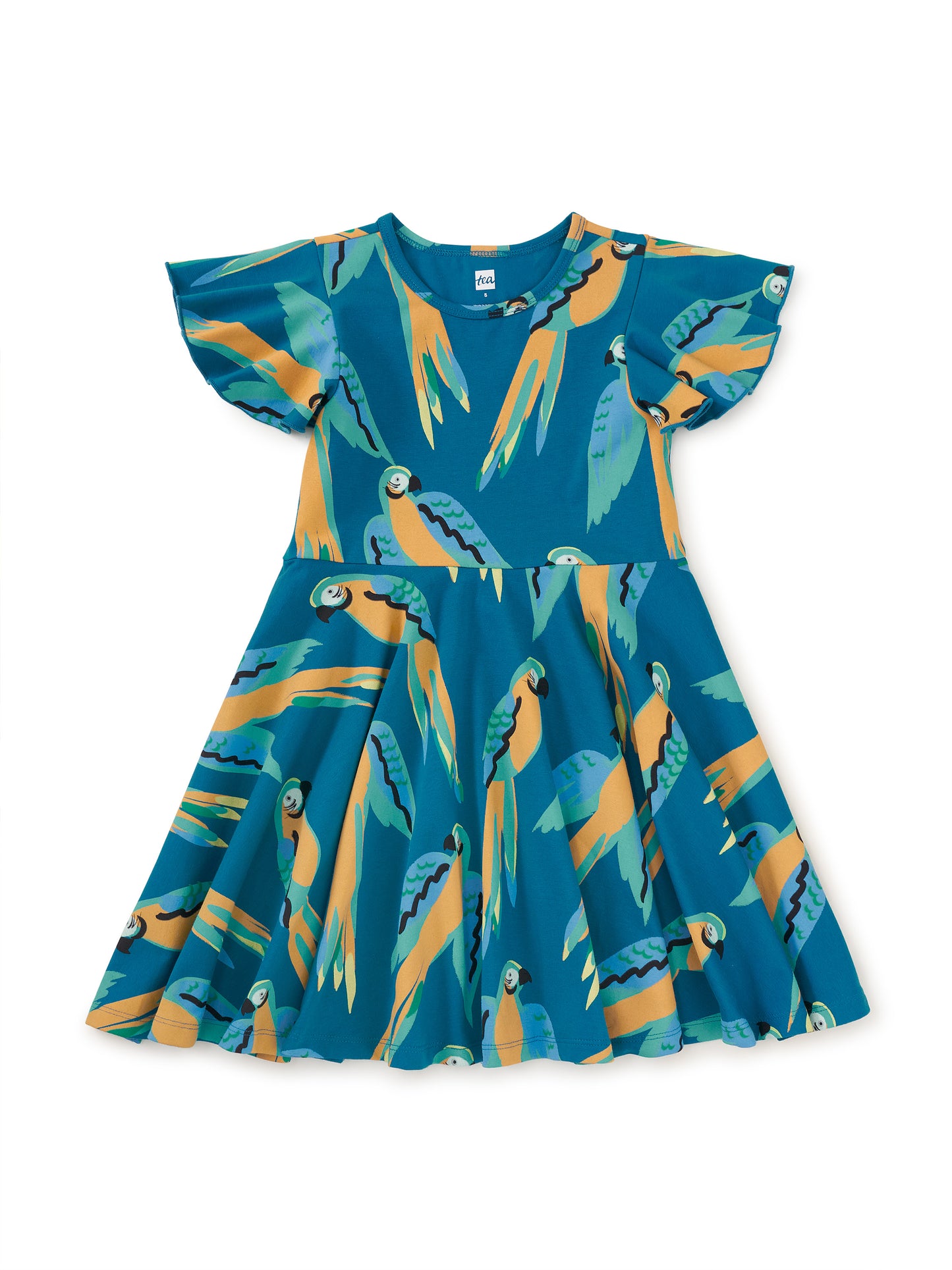 Girls Twirl Dress Blue & Yellow Macaws