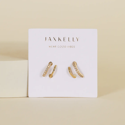 Pave Spiral Gold Earrings