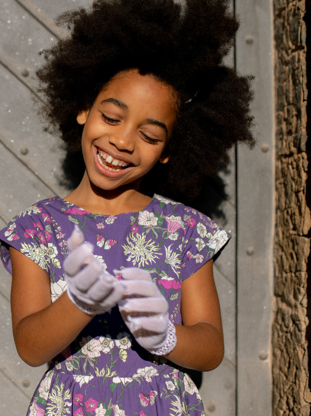 Girls Portuguese Purple Floral Dress