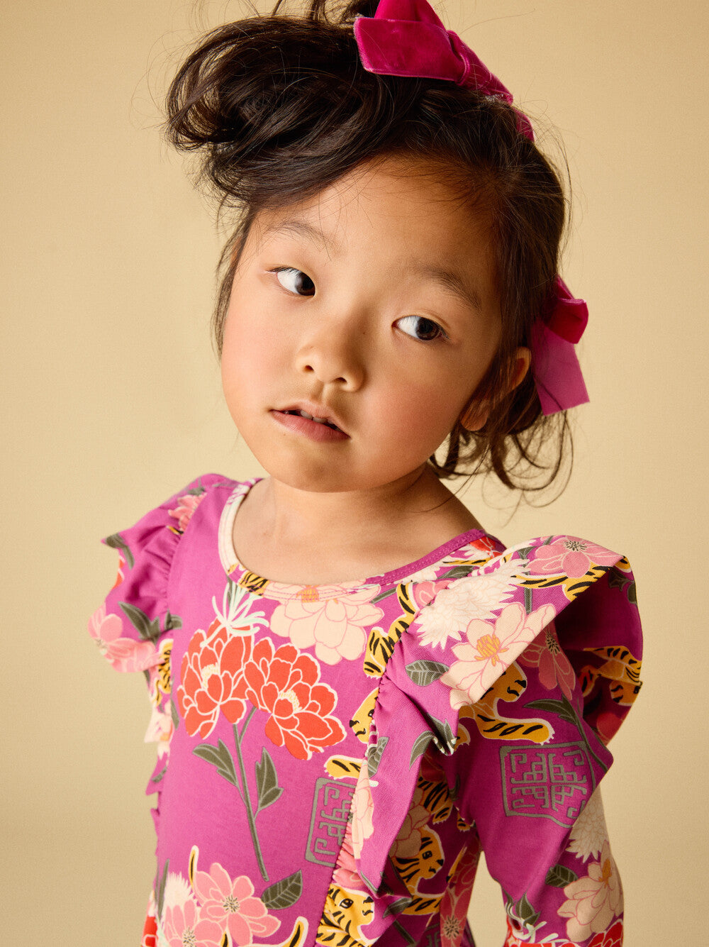 Girls Tiger & Peony Ruffle Ballet Dress