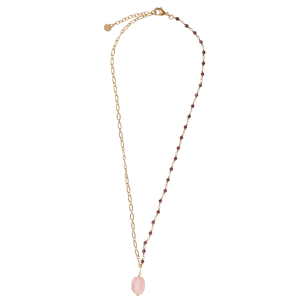 Celebration Garnet Rose Quartz Necklace