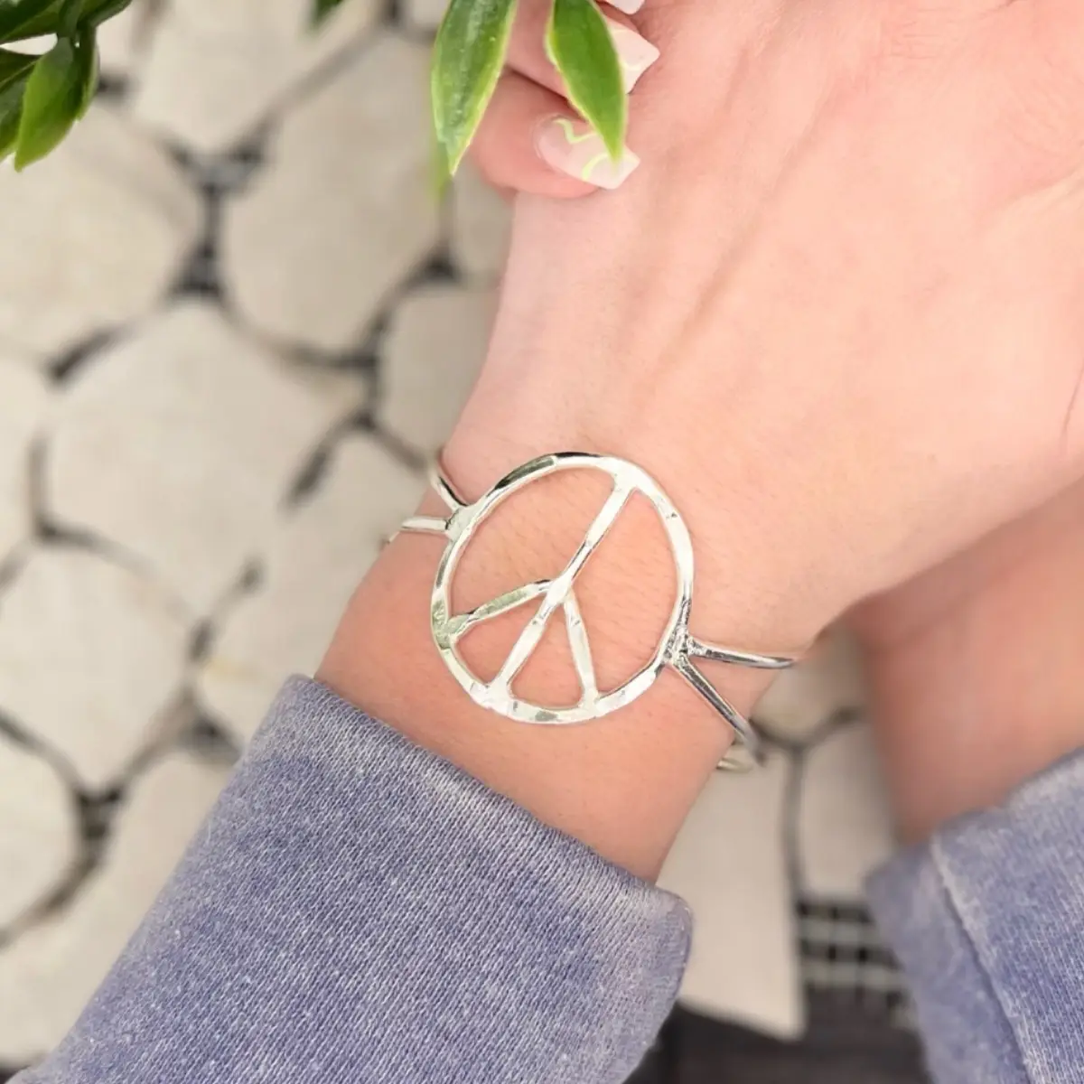 Peace Sign Cuff Bracelet