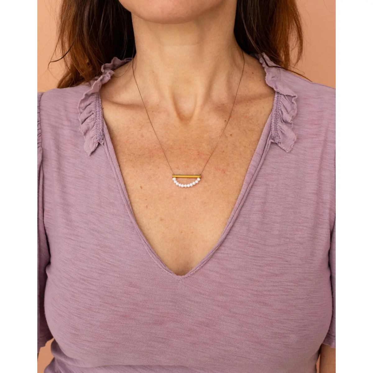 Pearl Gold Bar Necklace For Goddess