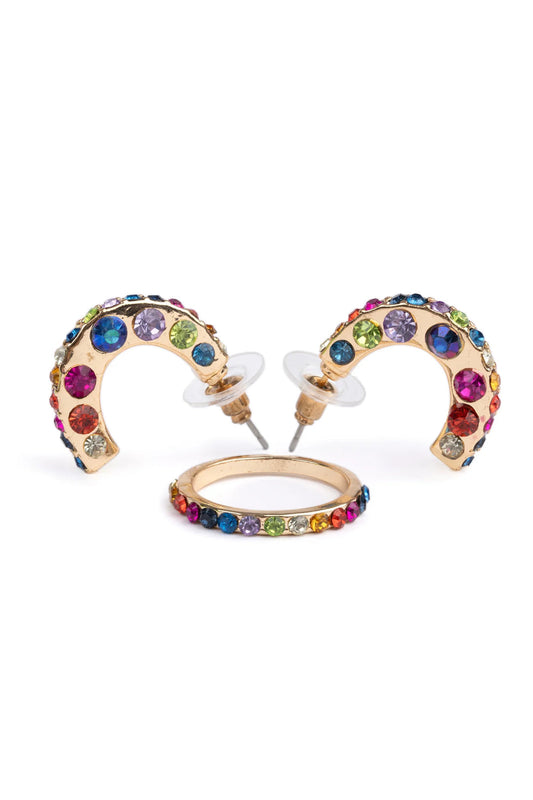 Girls Chic Rockin' Rhinestone Earrings + Ring Set