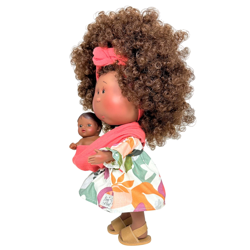 Mom Mia Doll with Baby Curly Brown Hair