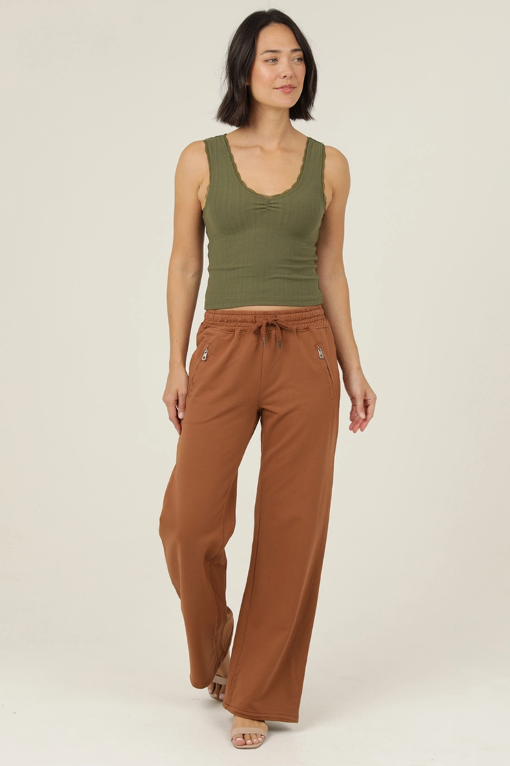 French Terry Wide Straight Leg Pants