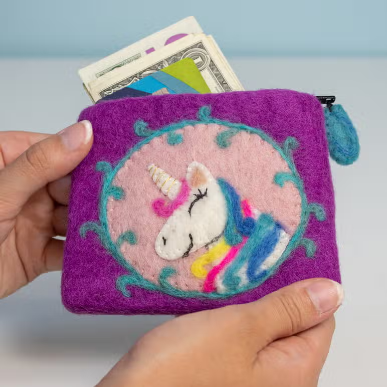 Felted Coin Purse - Unicorn