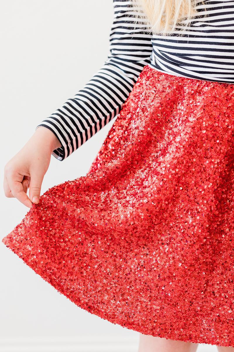 Girls Red Sequin Skirt