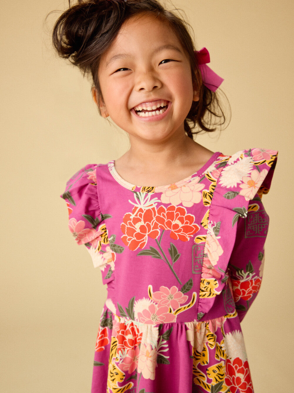 Girls Tiger & Peony Ruffle Ballet Dress