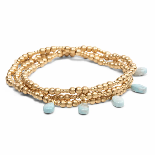 Metal Wrap Necklace/Bracelet/Anklet Timeless Blue Howlite Gold