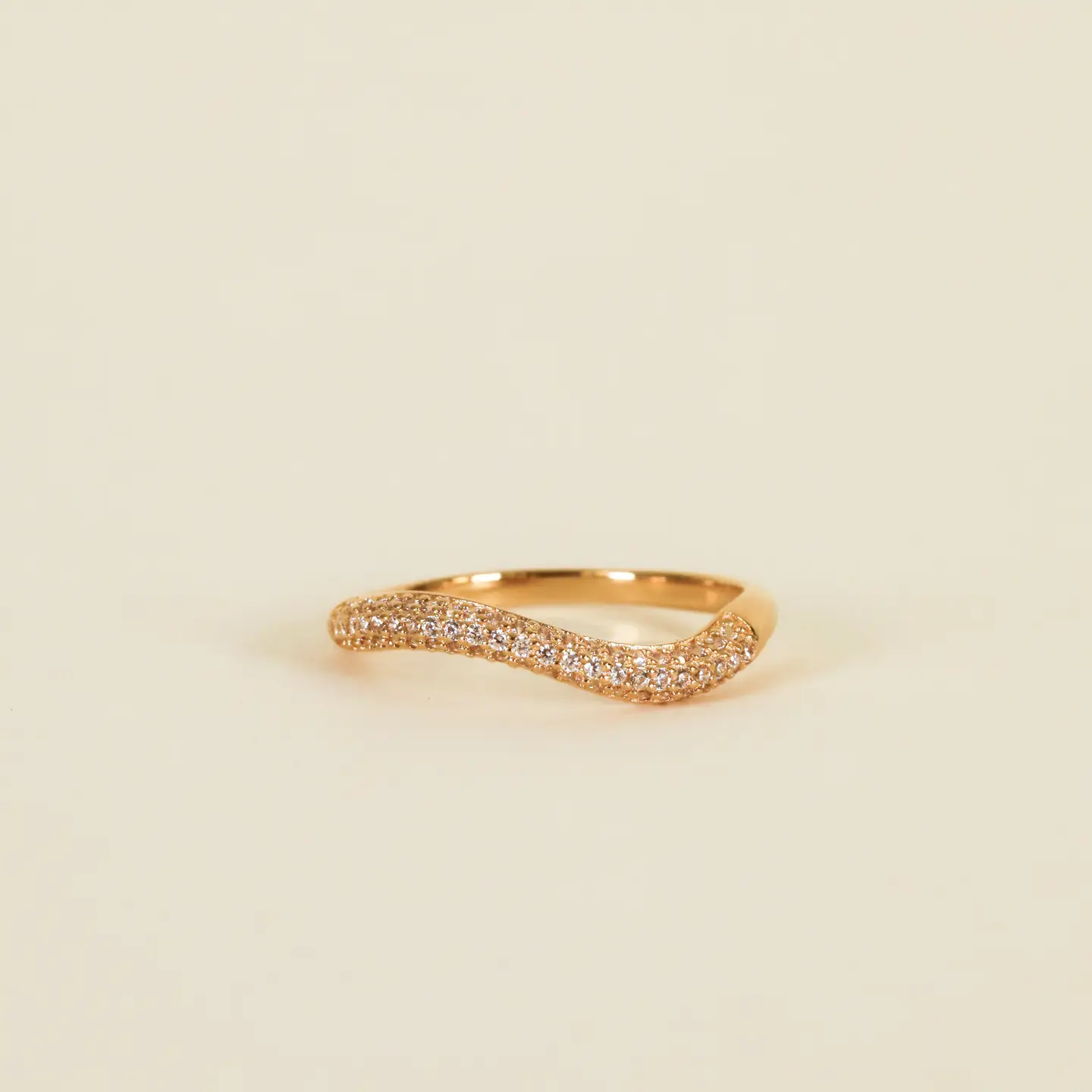 Pave Wave Champagne CZ Ring