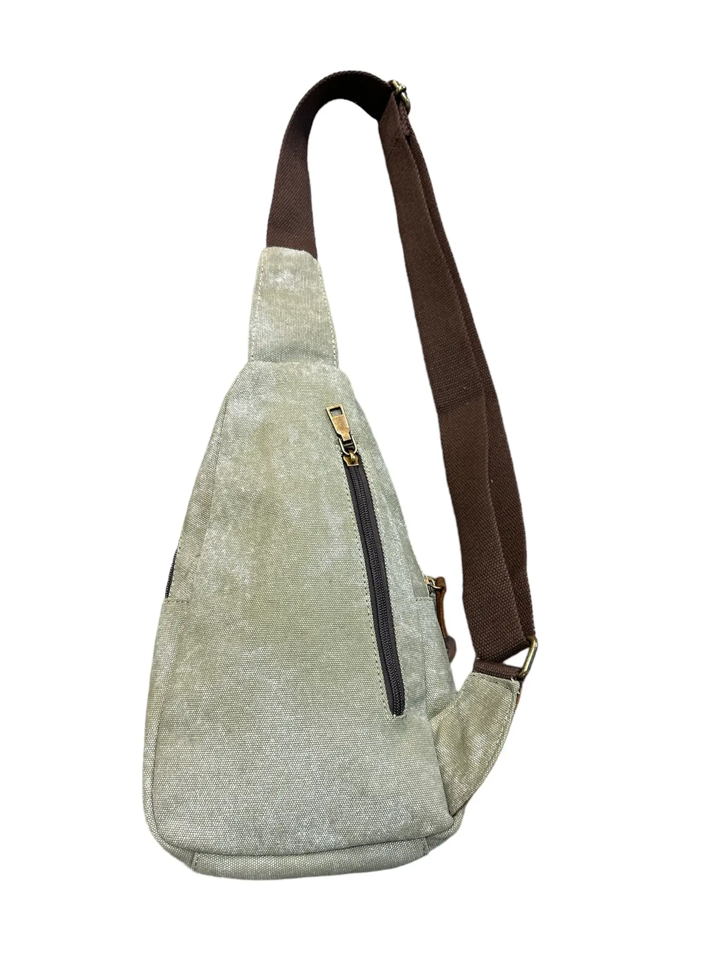 Canvas & Leather Crossbody Sling Bag