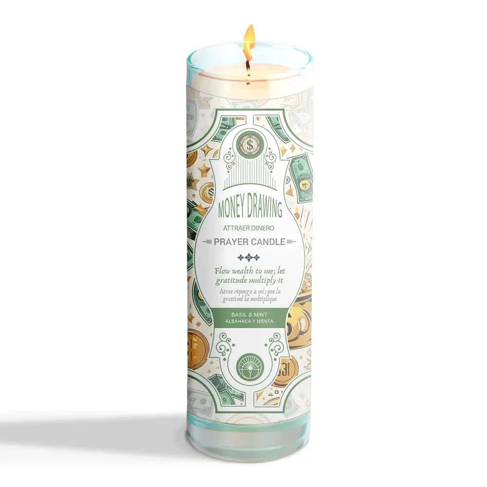 Money Drawing Prayer Candle