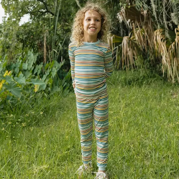 Kids Bamboo Pajamas Autumn Stripes