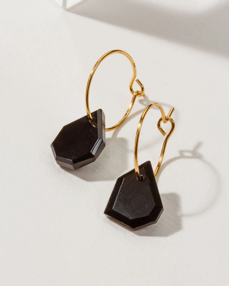 Geometry Mini Hoop Earrings Gold : Onyx