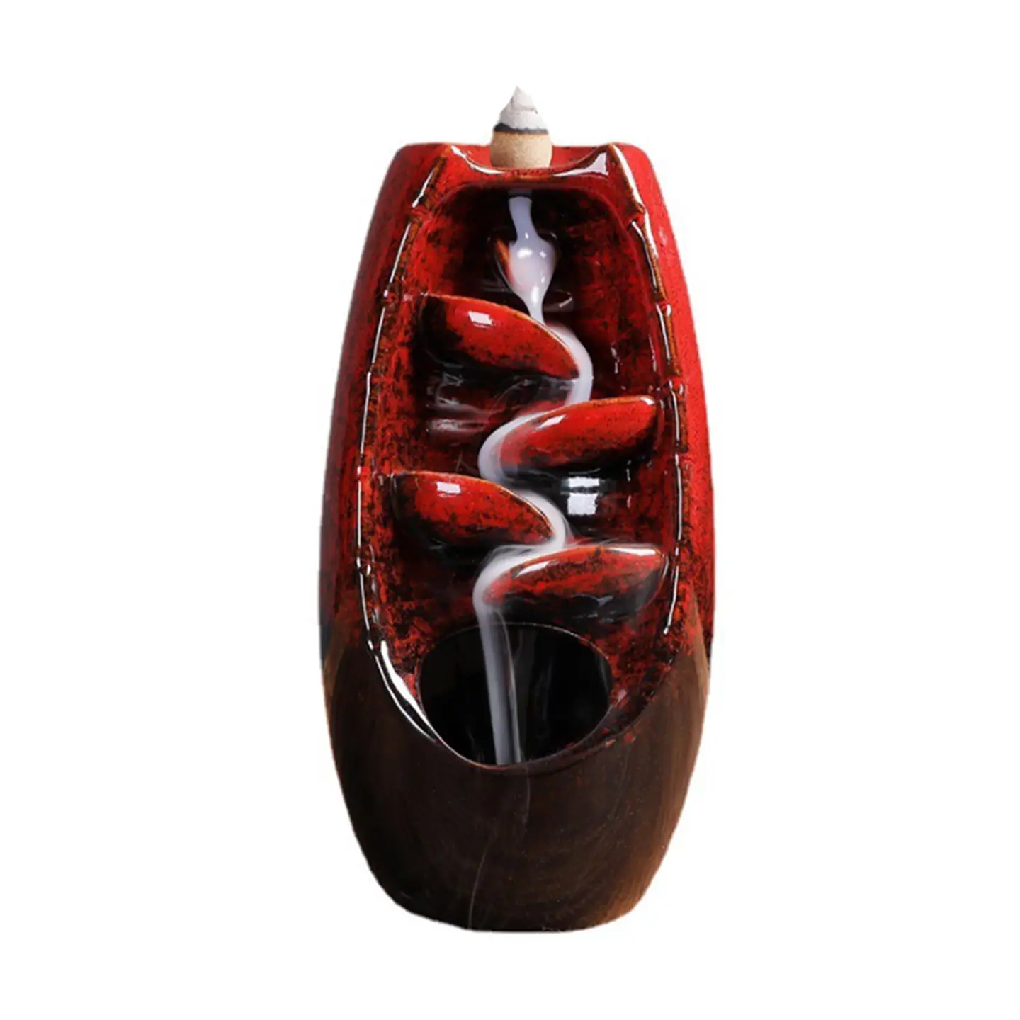 Crimson Zen Ceramic Backflow Incense Burner