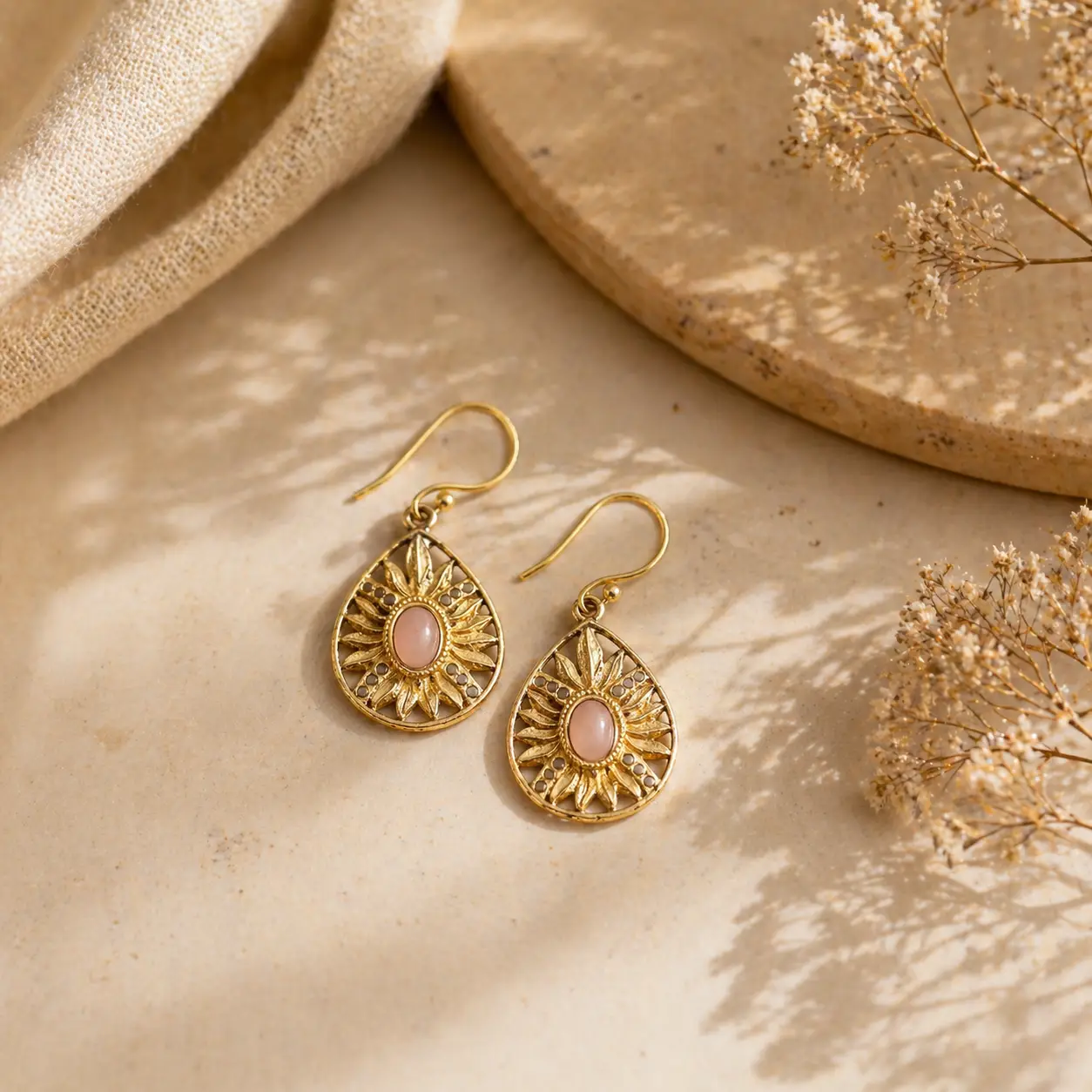 Tanvi Gold Leaves Teardrop Earrings