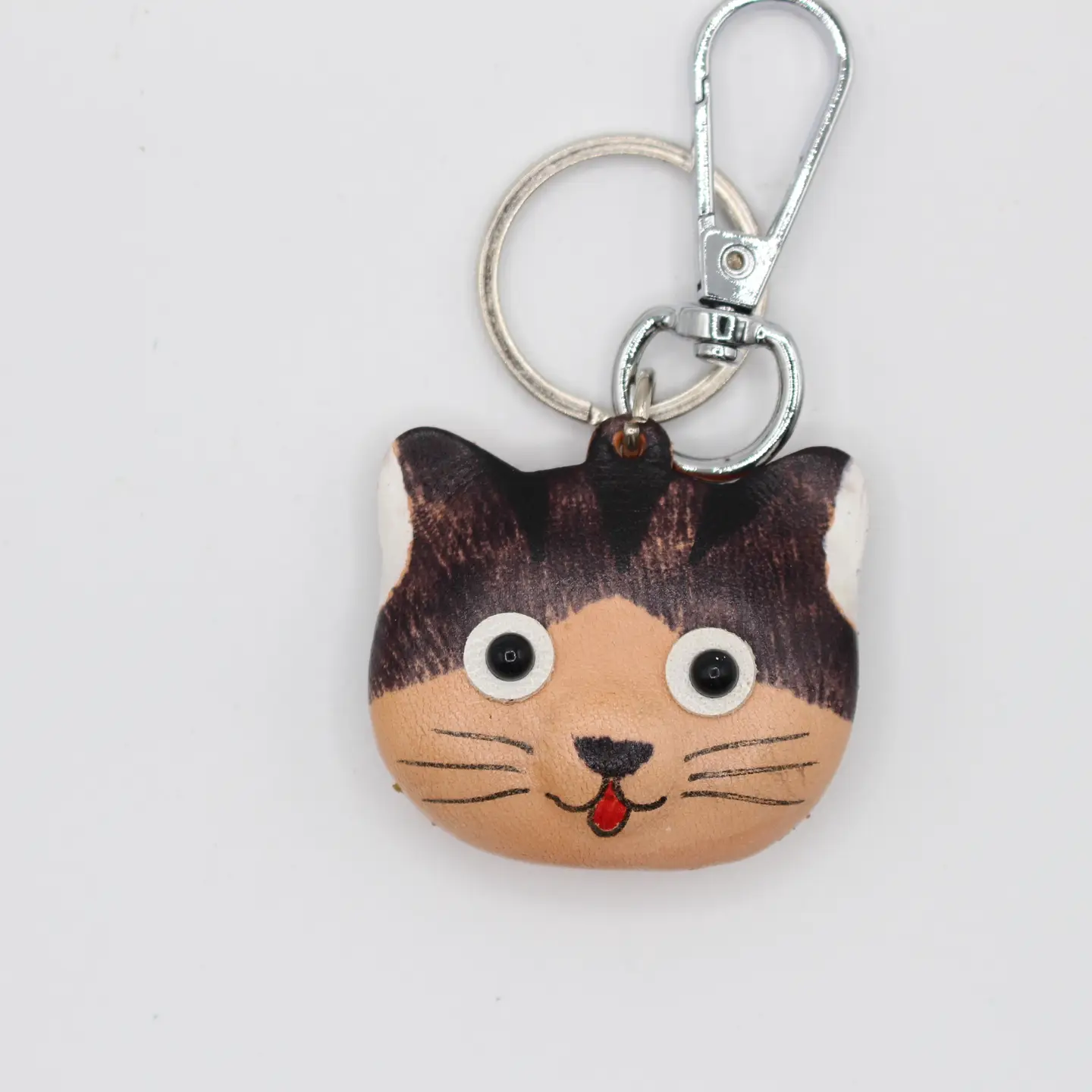 Leather Keychain Kitty Cat Head