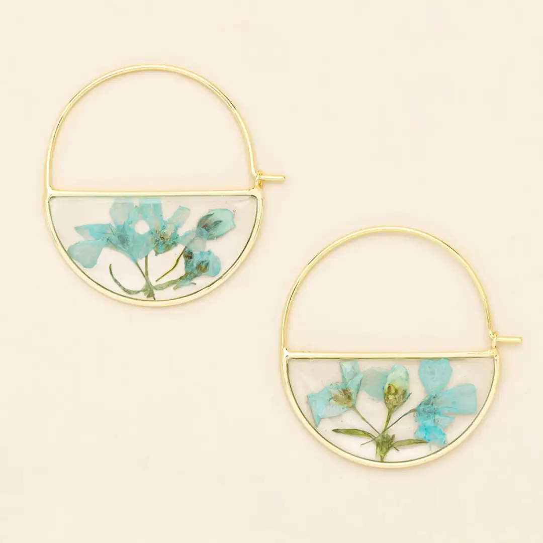 Pressed Flower Hoop Earrings