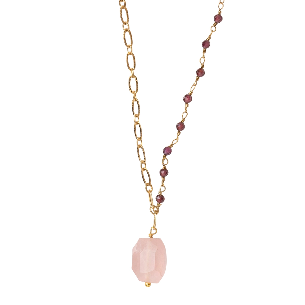 Celebration Garnet Rose Quartz Necklace