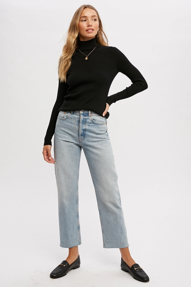 Essential Ribbed Turtle Neck Top