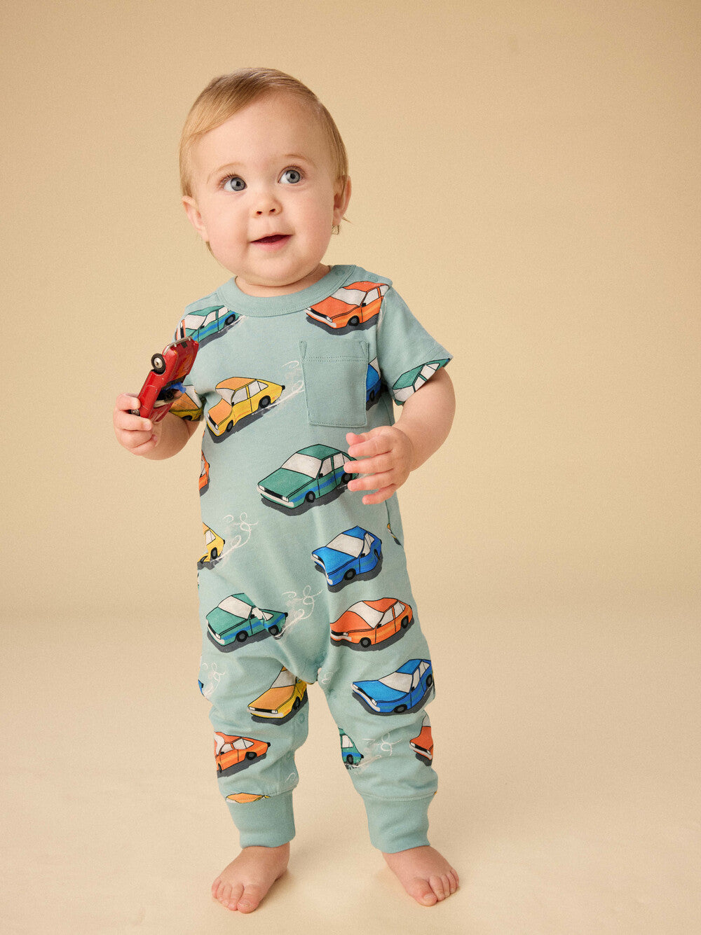 Pocket Baby Romper Vintage Cars